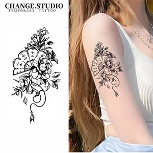 Hình Xăm Tạm Thời, Thiết Kế Hoa Quạt, Không Thấm Nước, Không Lo Bị Ma Sát, Miếng Dán Hình Xăm, Kéo Dài Trong 15 Ngày