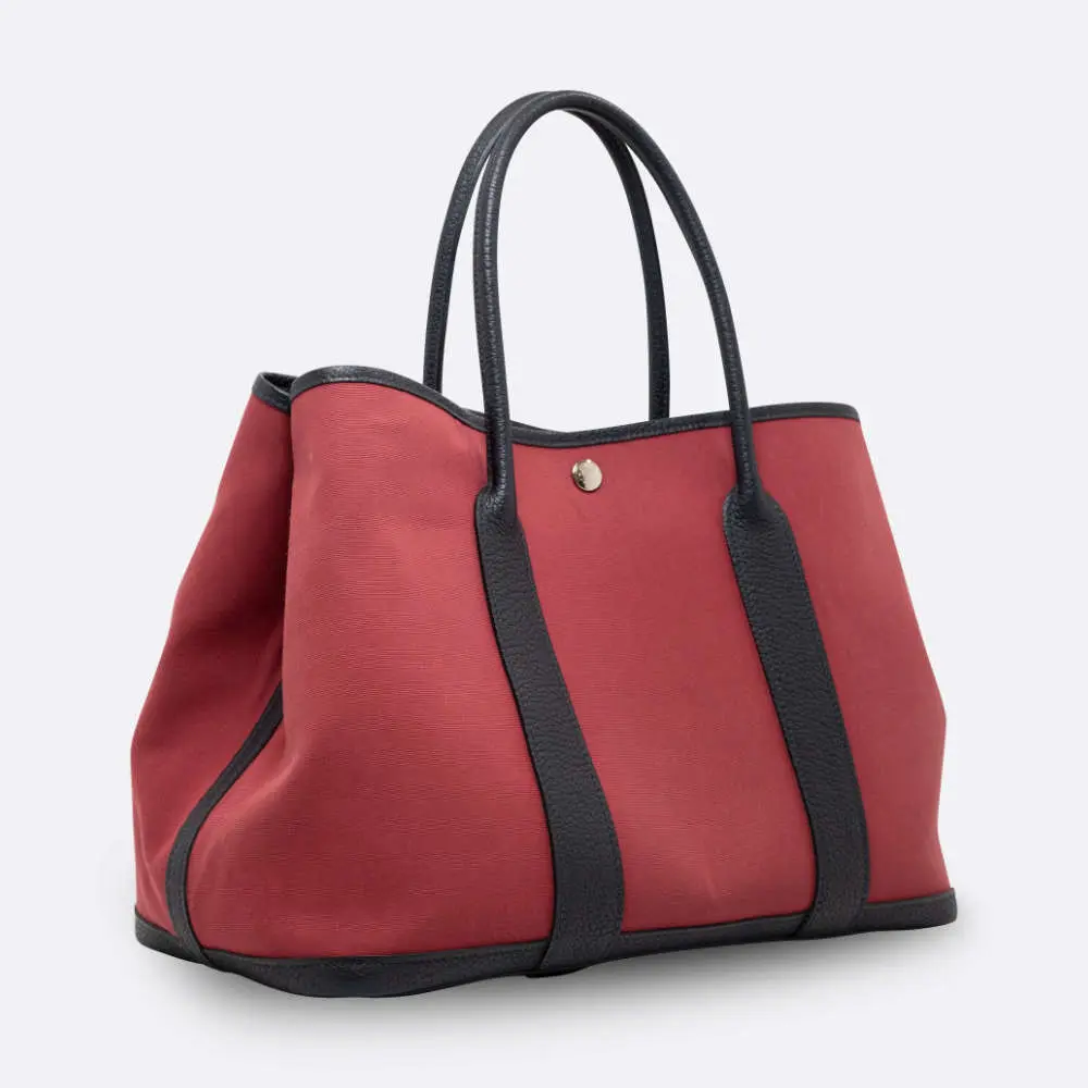 (PRE-OWNED) HERMES GARDEN PARTY 36 ROUGE CANVAS, NEGONDA