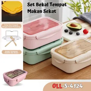 【COD】Lunch Box Set Tempat Makan Garpu Dan Sendok Jerami OLL-S4116 Kitchenware