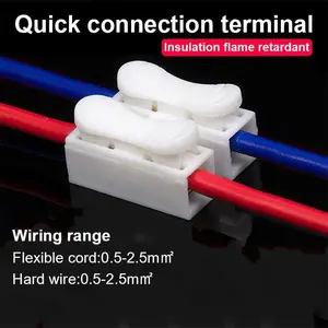 Golden LED Quick Connect Terminal Block Cable 50pcs dan 100pcs / 2 Wire Connector Spring Terminal Sambungan Kabel Listrik