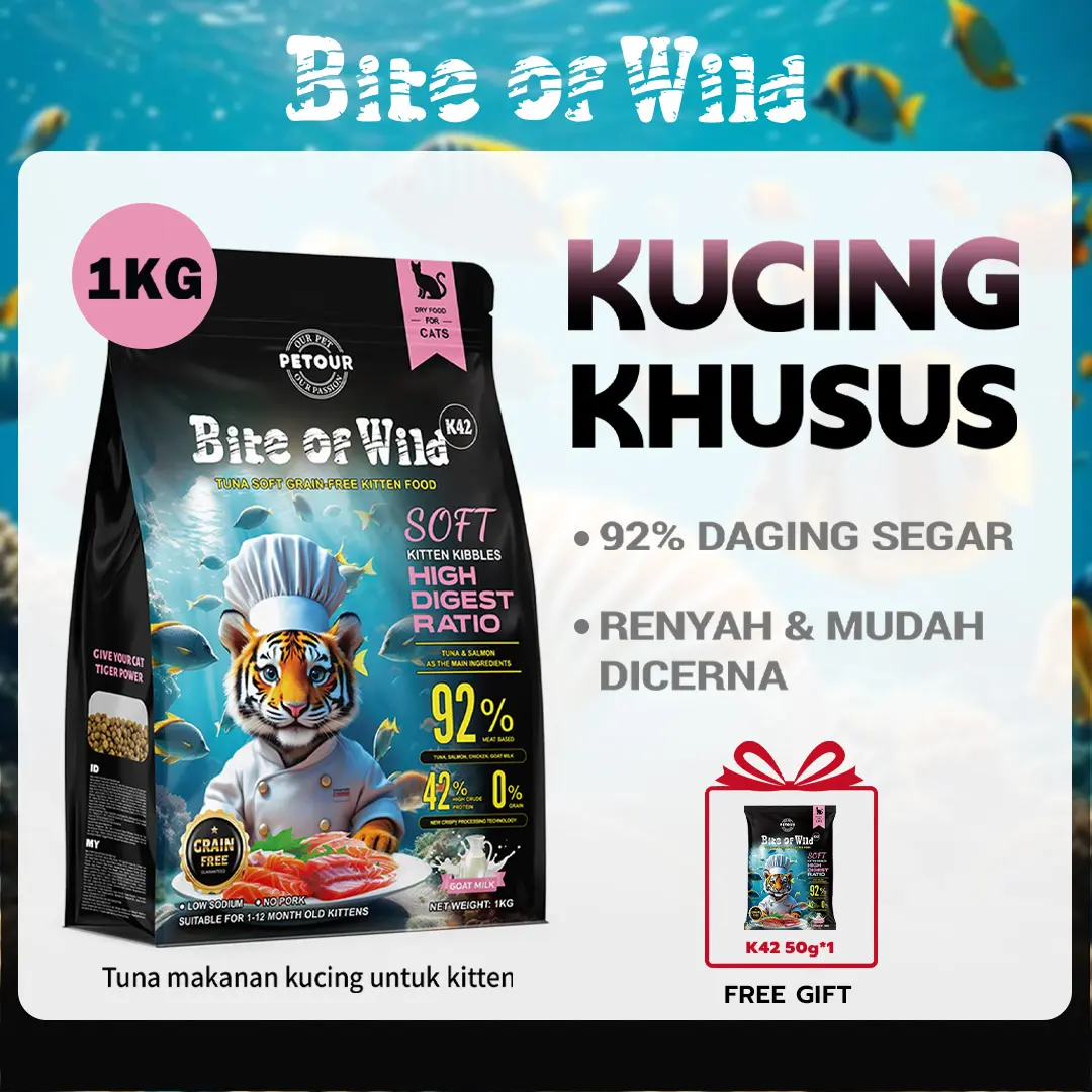 Bite of Wild - Makanan Kucing Kering Kitten Bebas Biji-Bijian K42 1kg&2kg&3kg