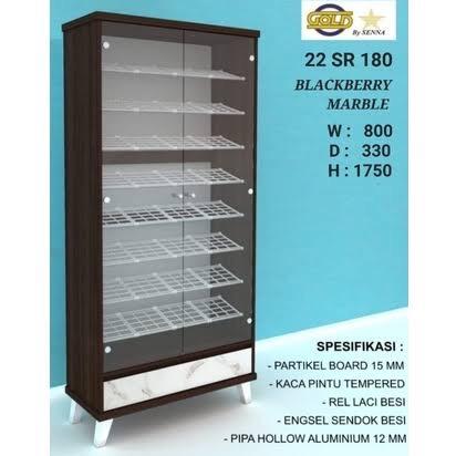RAK SEPATU TINGGI 22 SR 180/ RAK SEPATU FULL KACA/ RAK SEPATU MODERN 1