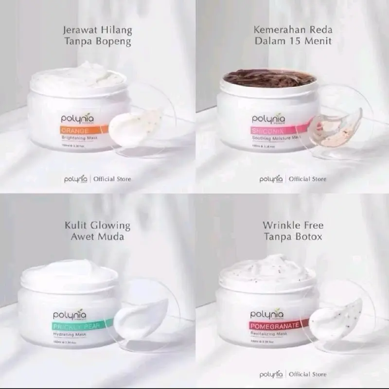 POLYNIA |Pomegrante revitalizing botox mask | Orange Brightening | pickly pear Hydrating | shiconix soothing mask 0