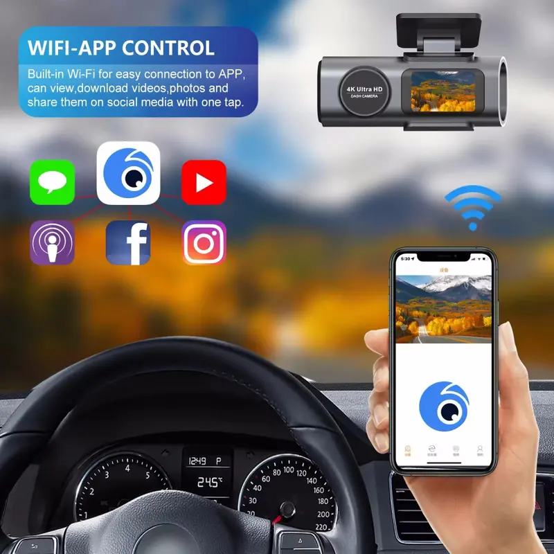 Acroder Dashcam Mobil WIFI GPS 4K 3 Inch Layar Recording Perekaman 24 Jam Pemantauan Parkir G-sensor 5