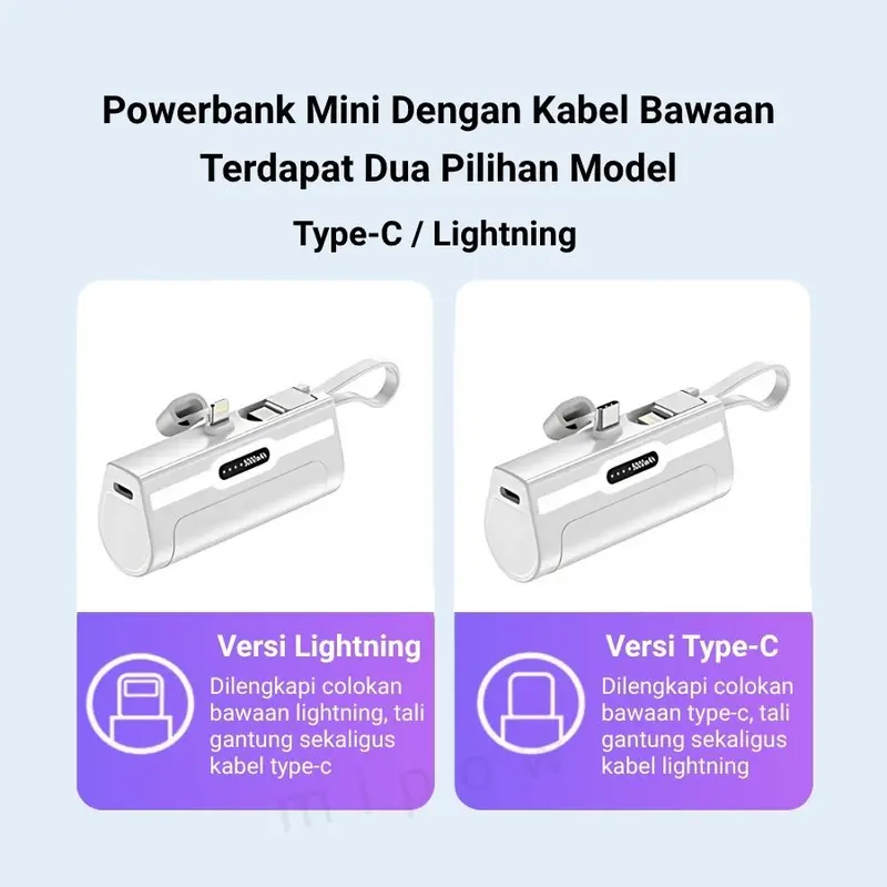 MIPOW Mini Powerbank 5000 mAh Power Bank Kapsul Type C Lightning iOS Mini Portable Pawerbank For iPhone 1