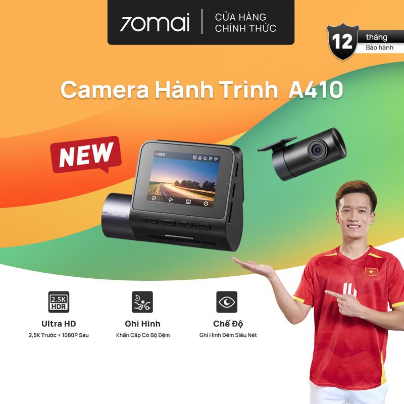 Camera hành trình 70mai A410 2.5K HDR ghi hình 2 mắt trước sau siêu nét giám sát đỗ xe 24h