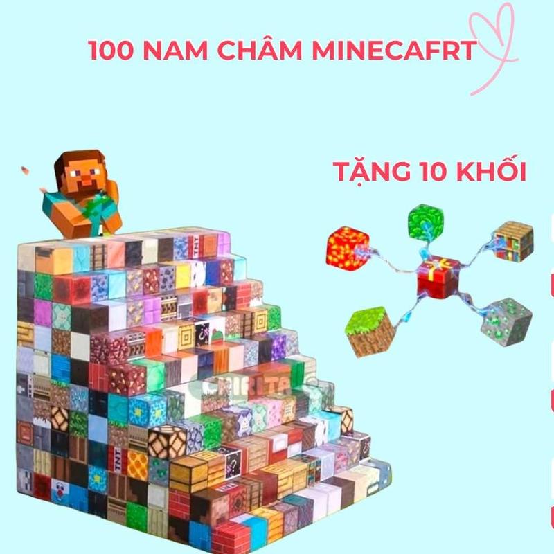 [Mua 100 tặng 10] Minecraft Nam Châm, Đồ Chơi Mô Hình Lắp Ráp Kiến Trúc Game Mincecraft Dạng Khối Block