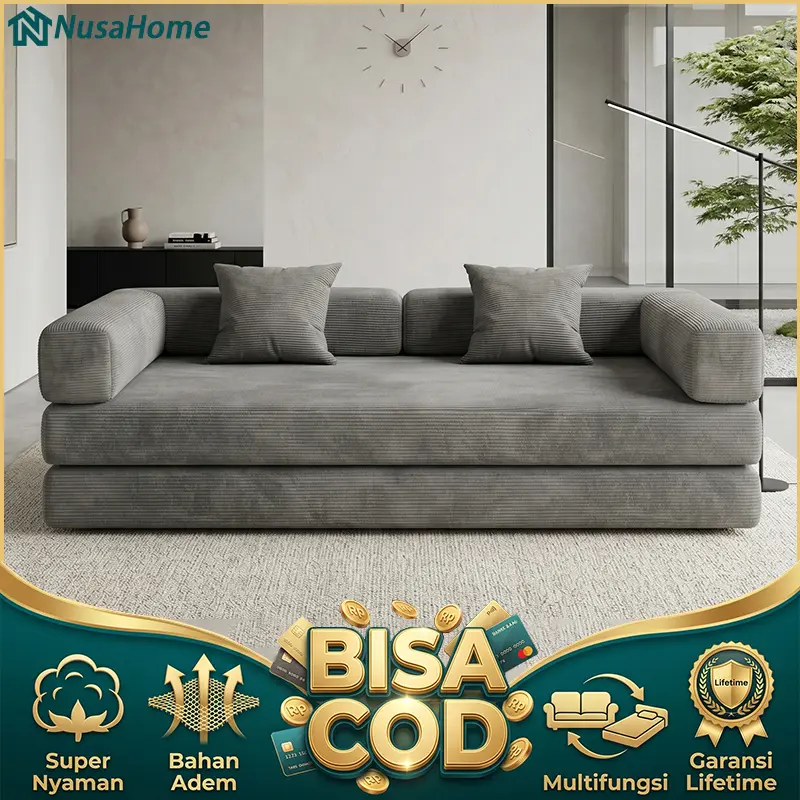 Sofa Bed Lipat Corduroy Premium 2in1 Multifungsi Bisa Jadi Kasur Ukuran 90-180cm Hemat Ruang Sofa Minimalis Nyaman + Bantal Cocok Apartemen & Ruang Tamu Bisa COD kursi