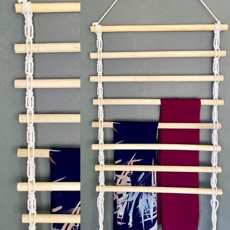 Product Introduction of Gantungan Hijab Aesthetic 8 Susun Panjang 50 cm Kayu Berkualitas Tempat Kerudung Cantolan Jilbab Sajadah Serbaguna Tempel Kait di Dinding Ladder Hanger Tali Gantung Baju Mukena 22
