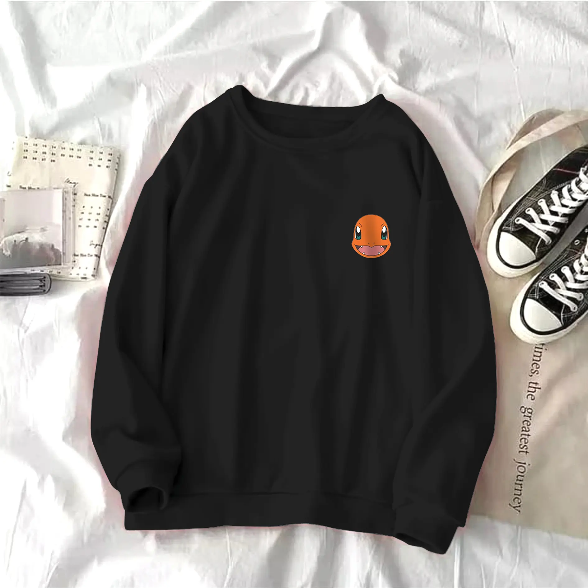 Look Sweater CHARMANDER Sweatshirt  Lengan Panjang Pria dan Wanita Kekinian Terbaru Bisa Bayar Di Tempat COD Ukuran L XL XXL