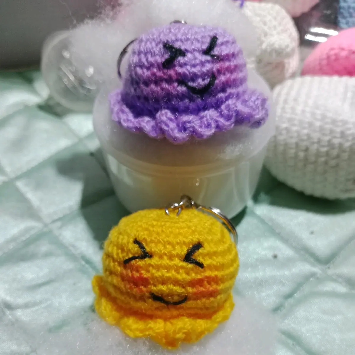 ganci/gantungan kunci octopus rajut lucu