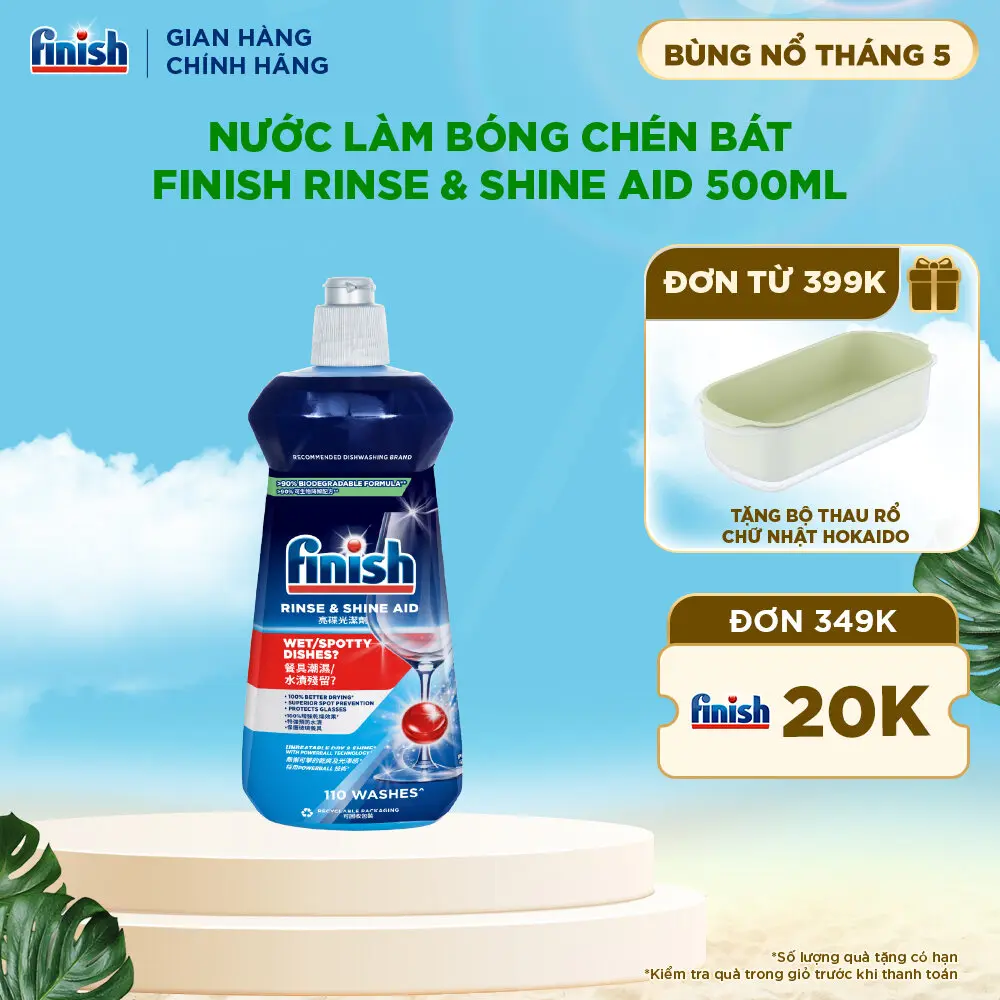 Nước Làm Bóng Chén Bát Finish Rinse & Shine Aid - chai 500ML