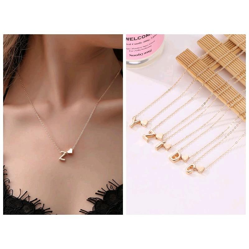 Kalung Huruf Wanita Gold Inisial Lengkap 0