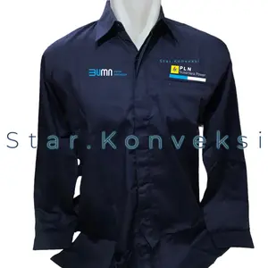 Seragam Kemeja PDH Baju Nusantara Power PLN Nusantara Power BUMN PLN Nusantara Power Lengan Pendek Lengan Panjang Warna Navy Biru Dongker Putih Pria Laki-Laki Wanita Perempuan Bordir Komputer Bagus Terbaru Lengan Pendek Lengan Panjang
