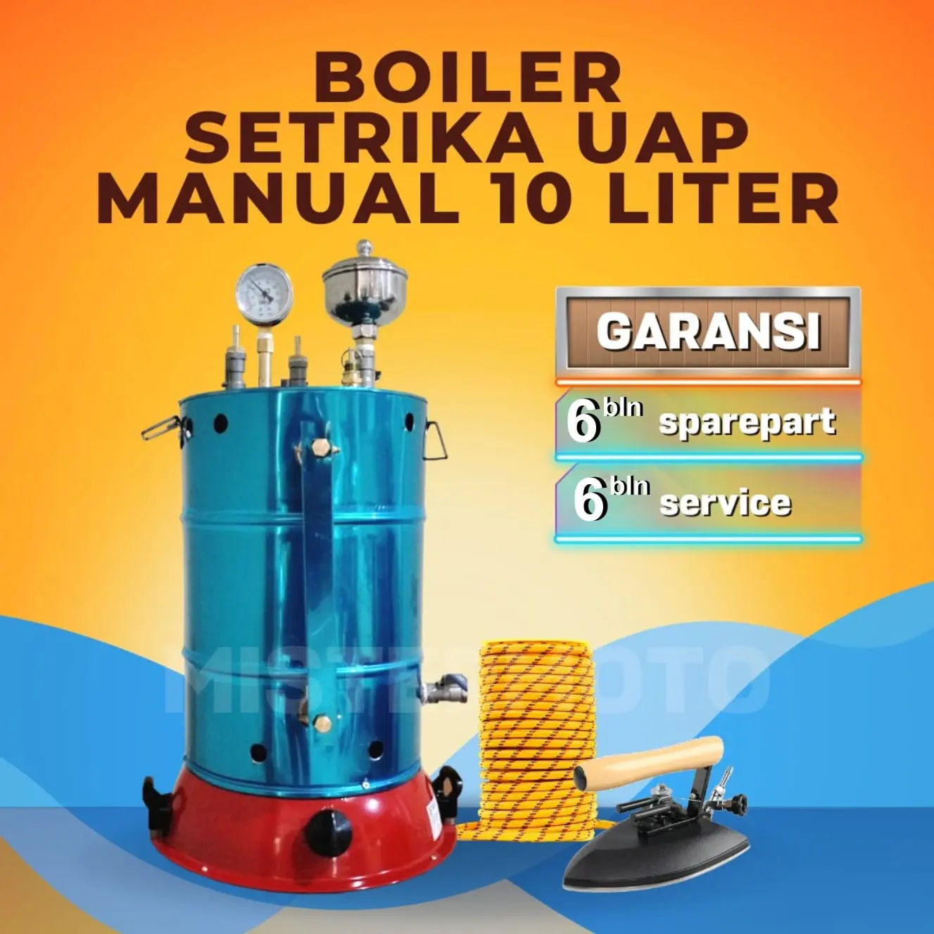 Setrika Uap Boiler Laundry dan Gordyn MISTERMOTO 10L 1 Set Terlaris