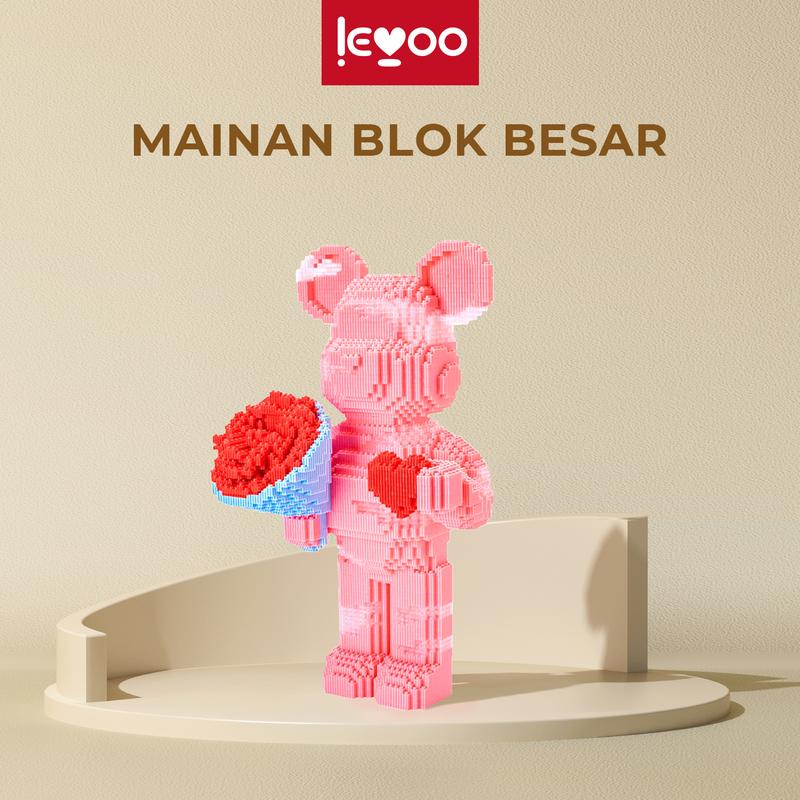 LOVE Mainan blok penyusun partikel plastik berbentuk beruang lucu ekstra besar Permainan Hadiah Gift Set Girls Boys bricks jumbo bricks jumbo Kado Toys nano blocks 2