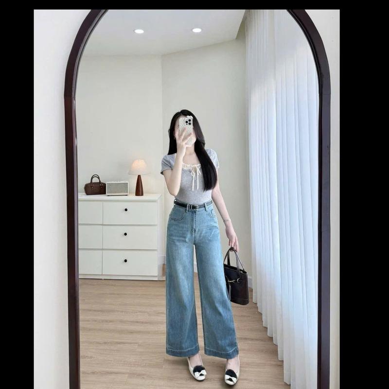 [ĐỘC QUYỀN LIVE   -9 MÀU HOT ]XS-XL Jean Suông Trơn Cạp Cao Bagic Dễ Phối Đồ,  Che Khuyết Điểm | BigBuy360 - bigbuy360.vn
