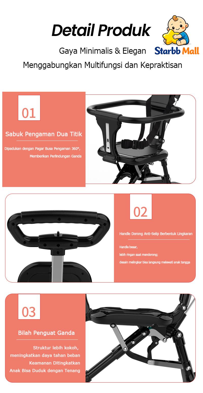 [Bisa COD] Starbb Mall Stroller Bayi Travelling Ibu Bayi Perlengkapan Bayi Stroller Travel Kereta Portable Dorong Kereta Dorong Bayi Lipat 2 Arah Travelling Stroller Bayi Anak-Anak Kursi Dorongan