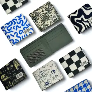 Dompet Lipat Cowok Bifold Wallet Pria Motif Print 7 Slot Kartu 1 Slot Foto 1 Slot Uang