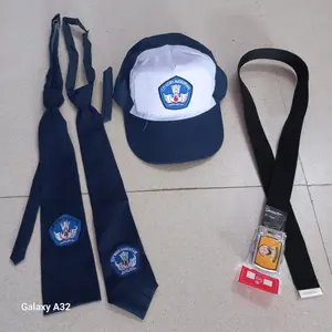 1 set perlengkapan seragam sekolah smp / dasi smp / topi smp /sabuk smp (bordir biru)