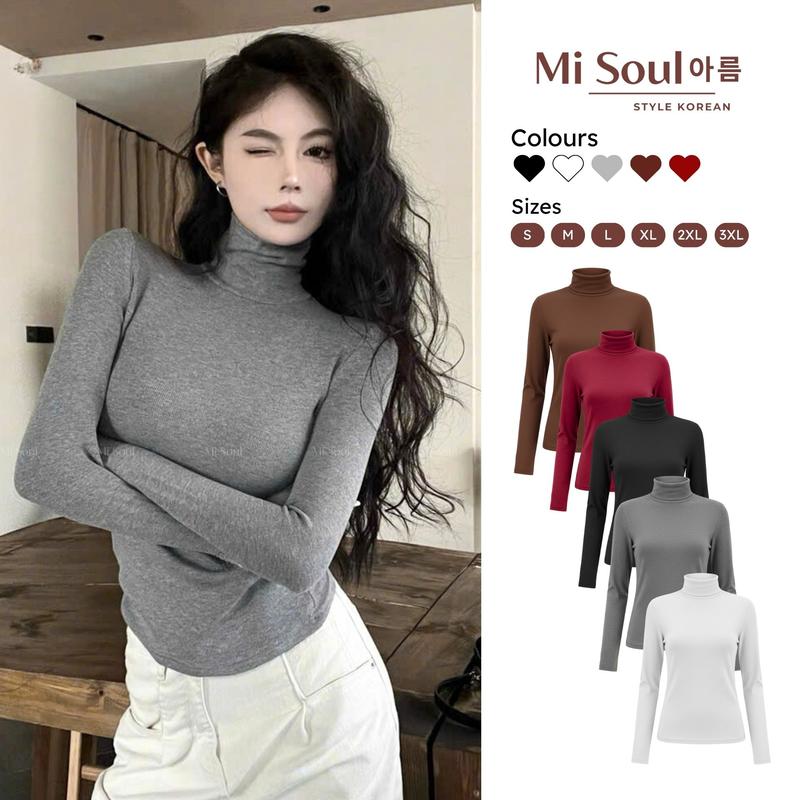  Áo Cổ Lọ Giữ Nhiệt Lót Lông Dài Tay BigSize MiSoul Áo Lót Lông Cổ Cao Giữ Nhiệt Trơn Dài Tay  362 Cotton Nữ 