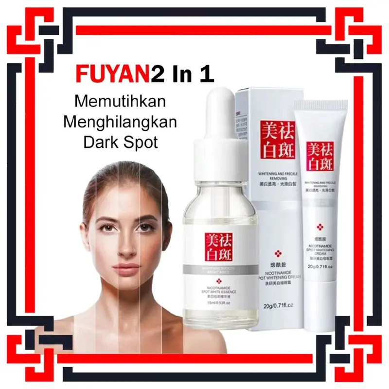 LS [ PAKETAN ] Penghilang Flek Hitam 2 in 1 Fuyan Cream Whitening Remove Dark Spot & Serum FuYan Penghilang Flek Hitam Kerutan Kuning 0