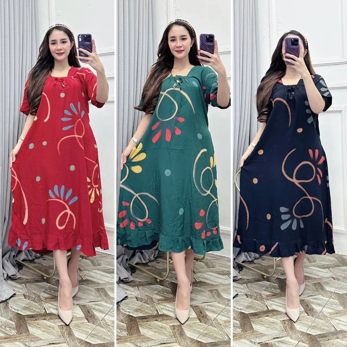Daster fuji KARET REMPEL JUMBO LD120 rayon wanita