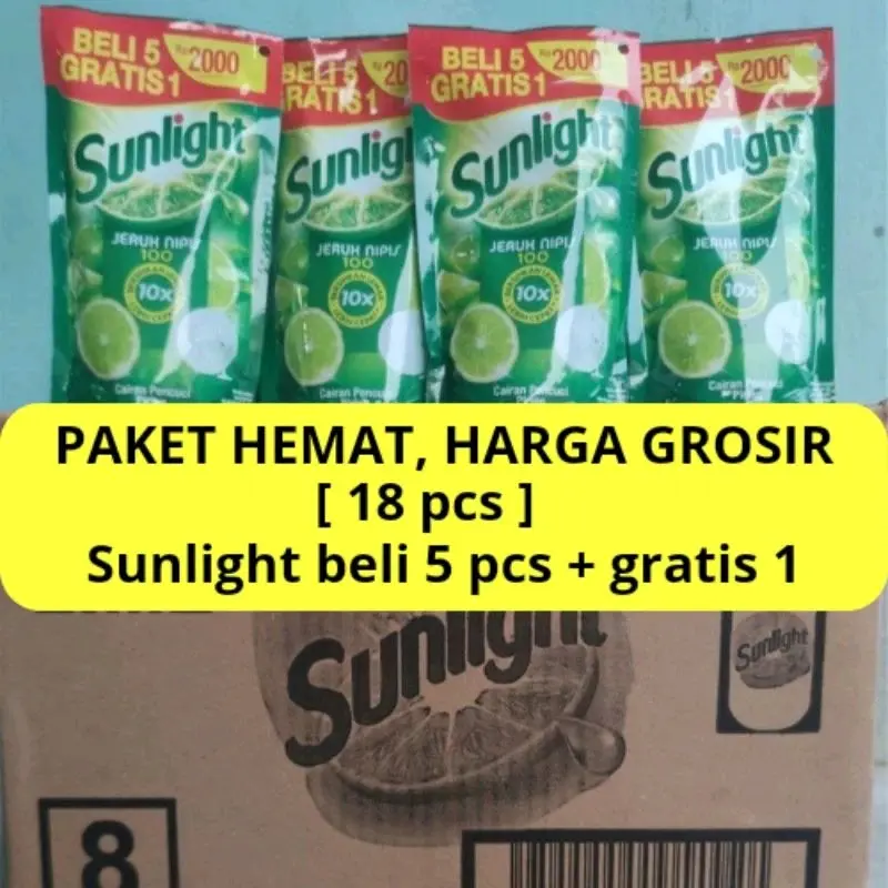 Sabun cair Pencuci piring Sunlight 2000 18pcs