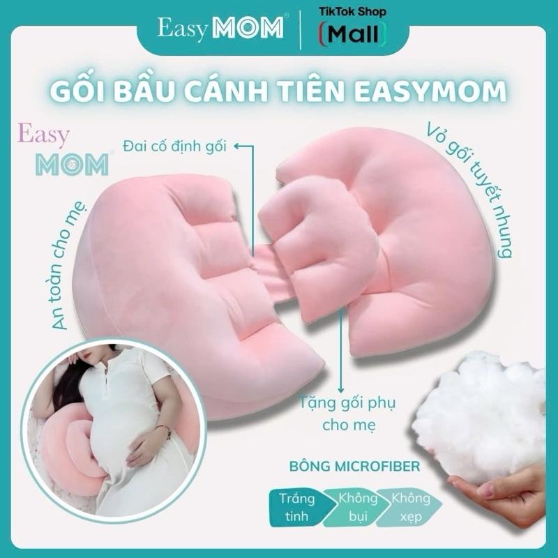 Gối bầu cánh tiên cao cấp, gối cánh tiên 3 cánh vải nhung, gối đệm cho bà bầu TẶNG KEM GỐI NHỎ - Easy MOM