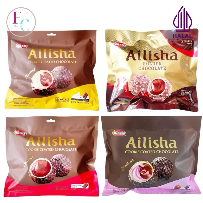 ￼Coklat Ailisha Cookie Coated Chocolate Ball 200g Bag Besar