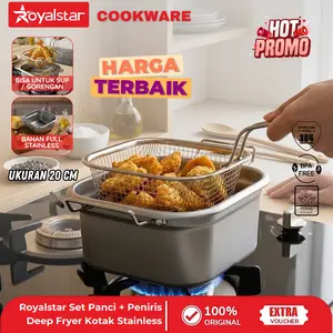 [5.5 SALE] Royalstar Panci Deep Fryer Kotak Dengan Saringan Stainless Steel Anti Karat dan Anti Lengket Cocok Untuk Menggoreng dan Memasak Sayur Set Kitchenware