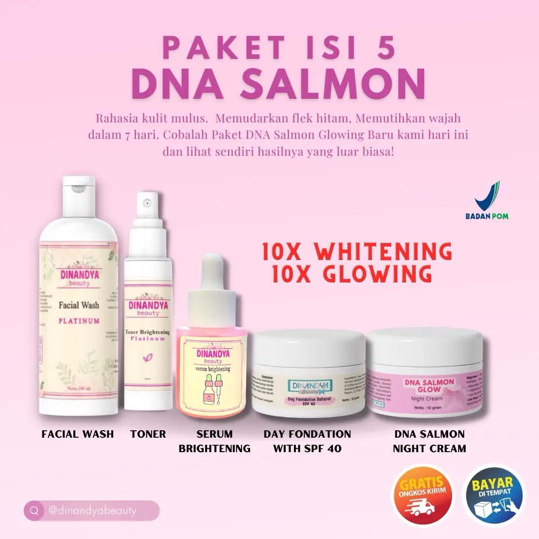 BPOM Paket DNA Salmon Glow | kincong 7 hari Facial Mencerahkan Niacinamide Pencerah Wajah