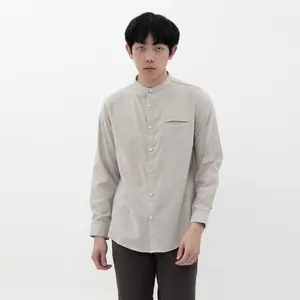 M231 Kemeja Pria Koko Shanghai Polos Oxford Panjang Beige 1552E