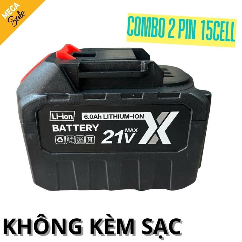 combo 2 cục pin 15cell, không kèm sạc, sử dụng chân pin phổ thông 4cm, dùng cho khoan pin, mài pin,...