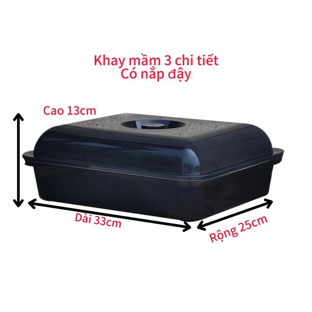 Khay làm giá đỗ tại nhà 3 chi tiết, dụng cụ làm giá, rau mầm có khay thoát nước, Ươm mầm cây,bộ khay tự làm giá sạch, an toàn