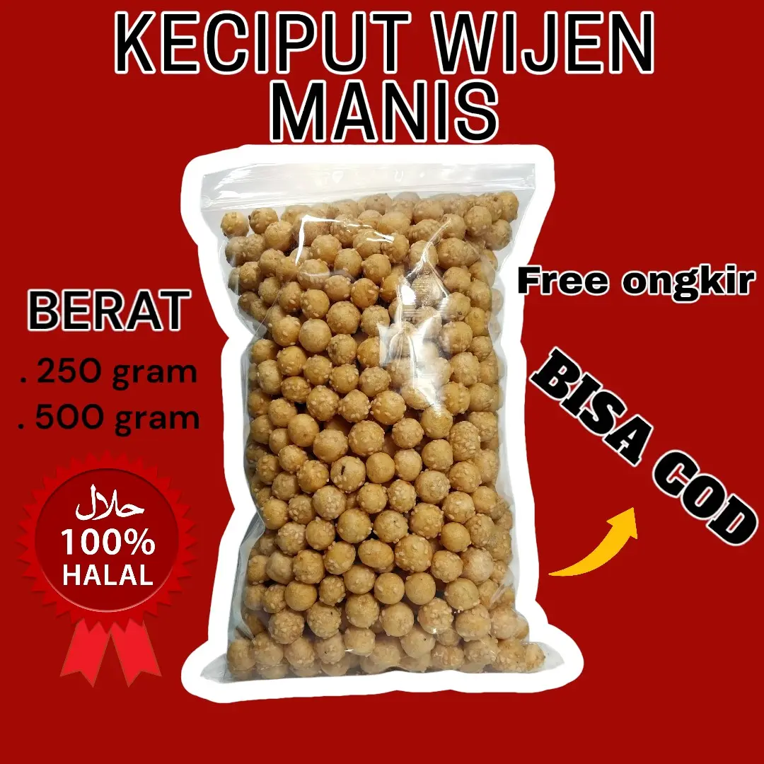 Onde onde mini wijen/ciput kering Rasa Manis Berat 500 gram Cemilan  Snack Toples