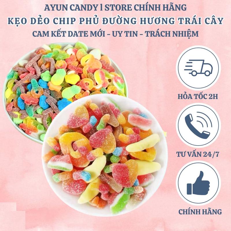   MUA 500G TẶNG KÈM XÔ  KẸO DẺO PHỦ ĐƯỜNG HƯƠNG TRÁI CÂY MIX - KẸO DẺO BỌC ĐƯỜNG - KẸO DẺO CHIP CHIP - KẸO DẺO MIX NHIỀU VỊ 