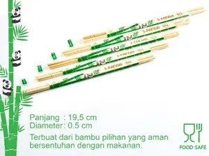 Sumpit Bambu Cheffy Steril + Tusuk Gigi 3-Panda isi 50 Set / 50 Pasang Stick Bambu
