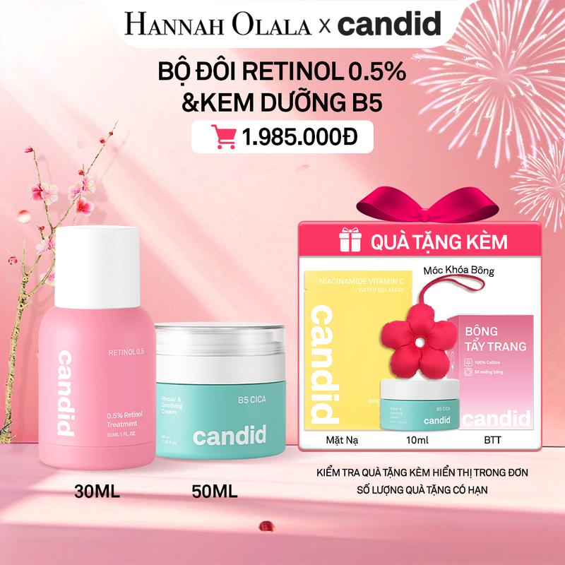  CANDID x HO TEAM - BỘ ĐÔI RETINOL 0.5% & KEM DƯỠNG ẨM PHỤC HỒI CICA 50ML 