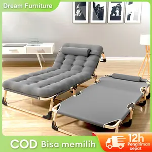 DF-1 Tidur Lipat dengan Kasur Ranjang Lipat 190CM Folding Bed Portable Kursi Malas Kursi Santai Kursi Santai Lipat untuk Kantor, Kasur Lipat Saku untuk Tidur Siang di Kantor/Rumah, Keranjang Tidur Lipat Mudah Dibawa, Kursi Malas Lipat Camping Outdoor