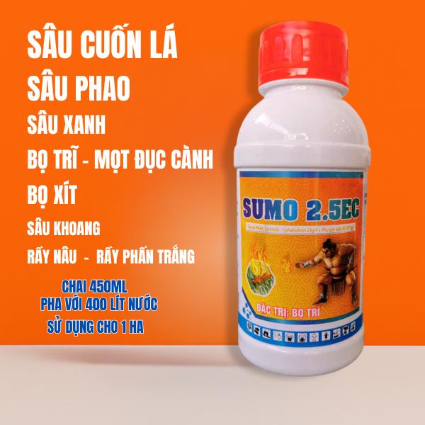  Chai Sumo 450ml - Ngăn chặn sâu cuốn lá sâu phao bọ trĩ rầy phấn trắng sâu xanh bọ xít Mọt đục cành bọ cánh cứng hại cây lúa bắp cải cà chua ớt dưa leo dưa hấu bầu bí cam quýt bưởi nhãn sầu riêng - Chai 450ml pha 400 lít nước 