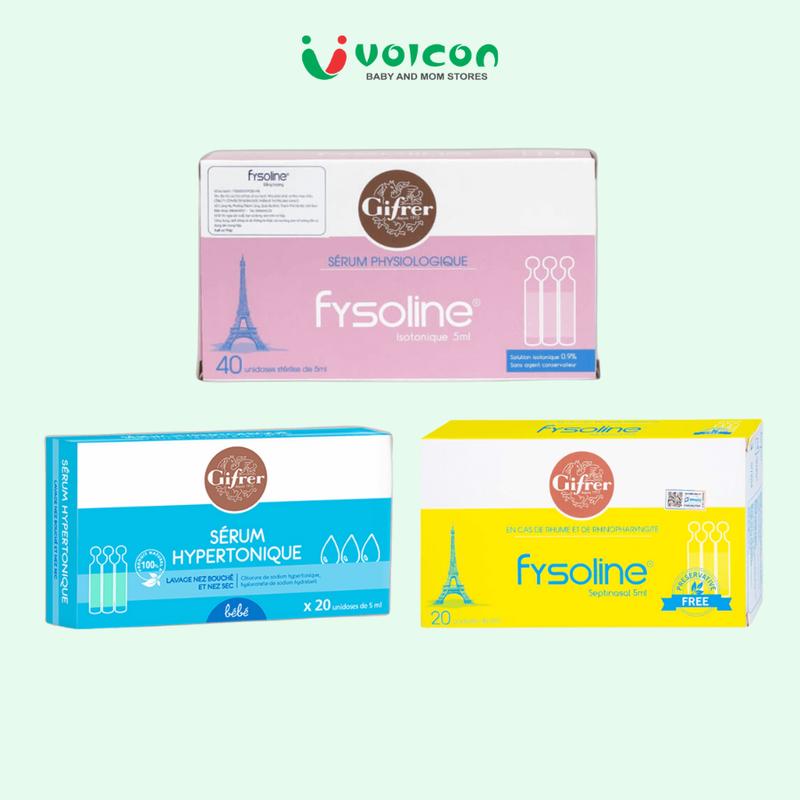 Nước muối Fysoline hồng/ vàng/ xanh – Vệ sinh mũi, mắt, tai dịu nhẹ cho bé và cả gia đình