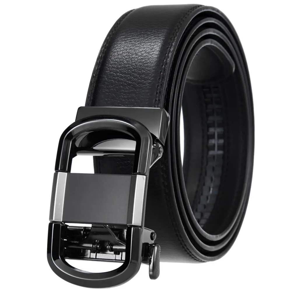 The new two-layer cowhide alloy automatic buckle belt is fashionable, casual, durable, and the belt is a gift for your husband to go to work and business