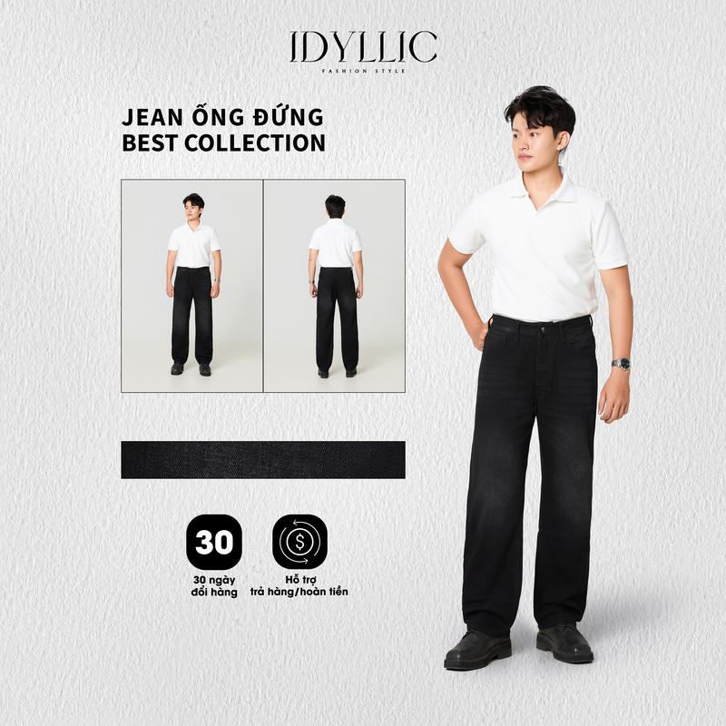 IDYLLIC - BST THU ĐÔNG Quần Jean Nam Nữ Ống Suông Đứng S1113 S1114 Form Suông Vải Rin Màu Đen Cotton Dày Dặn Menswear Cotton Pants Có Túi
