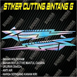 stiker cutting sticker bintang g hologram reflective mantul cahaya