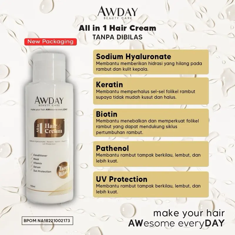 Paket Hemat Shampoo Awday Travel Size dan Conditioner Haircream Original 100% Haircare Menthol 3