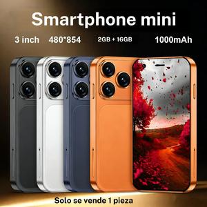 Smartphone mini Android de 3 pulgadas, 2 GB + 16 GB de almacenamiento, expansión con tarjeta TF de 64 GB, doble SIM, compatible con Bluetooth, Wi‑Fi, GPS, USB‑C, teléfono móvil portátil