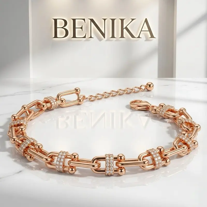 BENIKA - Gelang Tangan Rantai Wanita Xuping Jewellry Rantai Tifani Tapak Kuda Korean Style Anti Karat Aesthetic Aksesories Fashion Trendi 2026 Titanium Simple Elegand Mewah Bracelets