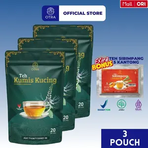 OTRA PAKET 3 POUCH Teh Celup Kumis Kucing Obat Batu Ginjal Infeksi Saluran Kemih 20 Bags