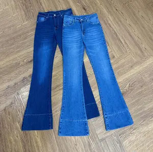 Jennie Cutbray Jeans Higwaist Lipatan Kaki Besar Jeans strecht Wanita